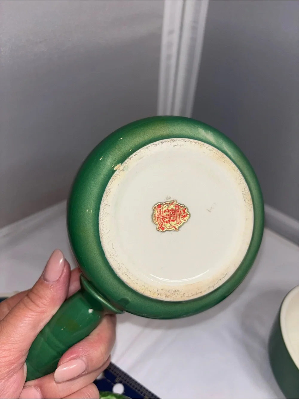 Green Ceramic Handled Vegetable Lid Vintage Japan Del Coronado